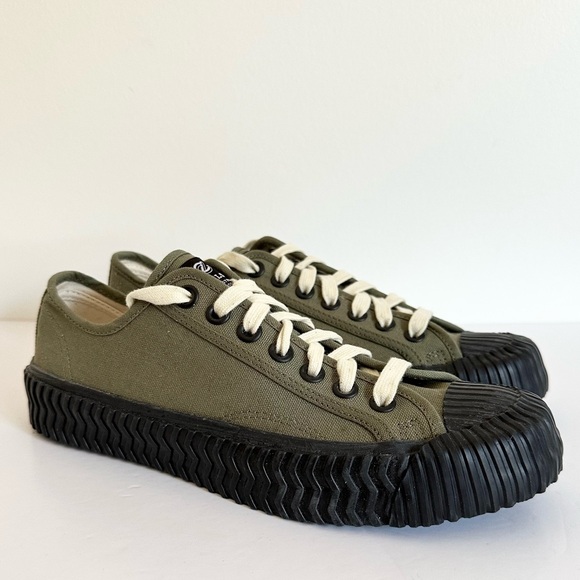 EXCELSIOR Unisex Industrial Classic Army Green Canvas Bolt Low Top Sneakers - Picture 4 of 11